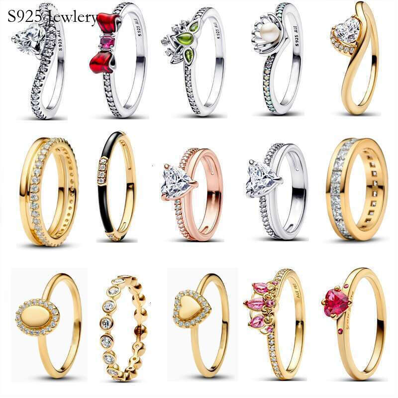 2025 New Valentine's Day Anniversary Red Bow Rings Hot Sale 925 Sterling Silver Round Ring With Colorful Crystal Heart Rings For Women Birthday G