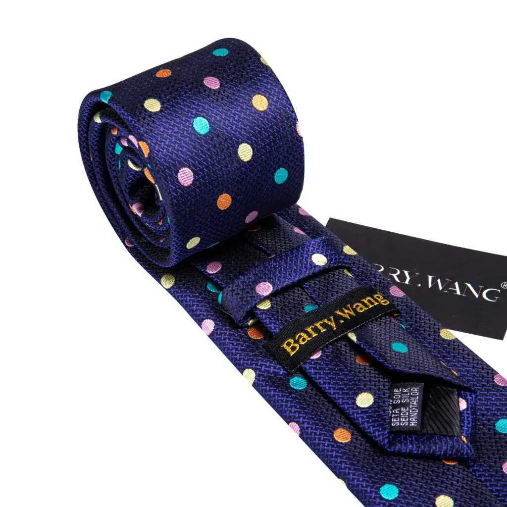 Barry.Wang Jacquard Polka Dot Silk Men Tie Hankerchief Cufflinks Set Designer Necktie for Male Wedding Business Party 30 Colours H250820