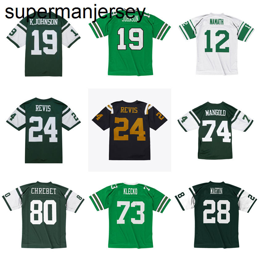 Football Jerseys Keyshawn Johnson Curtis Martin Joe Namath Nick Mangold Wayne Chrebet Darrelle Revis Boomer Esiaso Joe Klecko 19682009 mesh retro Rugby jerseys