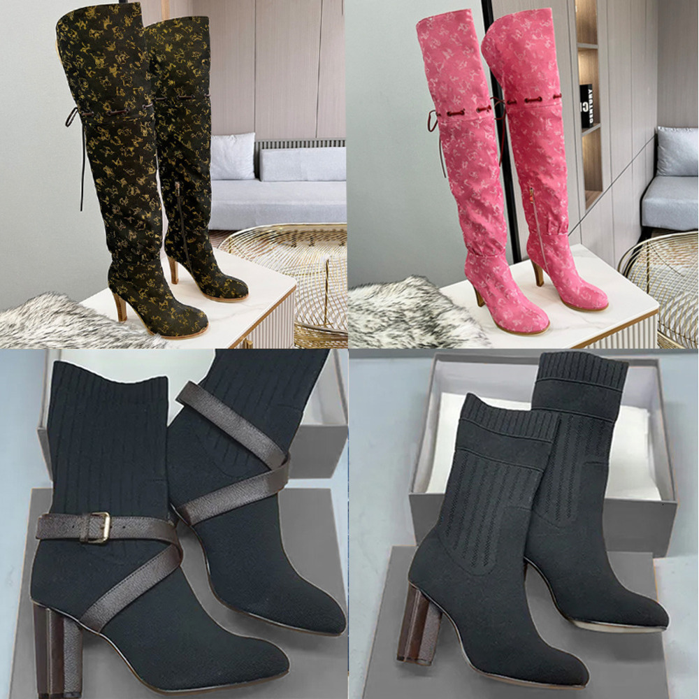 over the knee boots designer boots silhouette ankle boot heels shoes winter woman Fabric socks boots wedding party shoe big size eu43 684 50