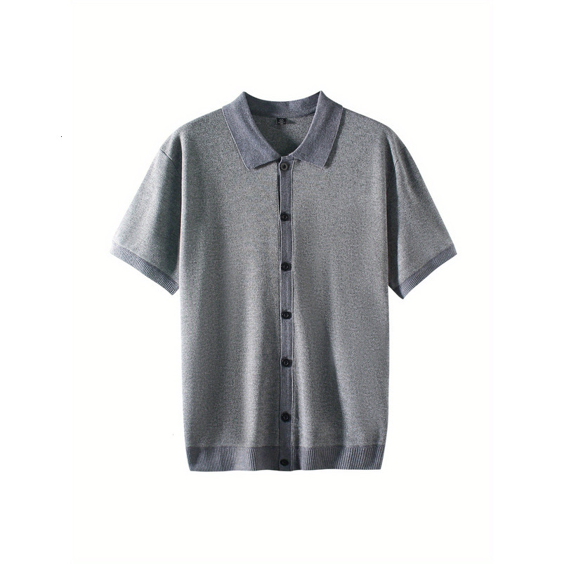 Men's Simple Casual Fashion Knitted Jacquard Cardigan Short Sleeve