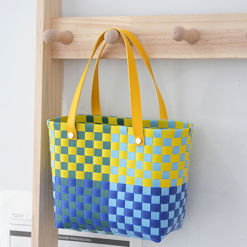 Spring PVC woven cabbage basket bag, children's beach bag, small bag, colorful handbag, women's handbag