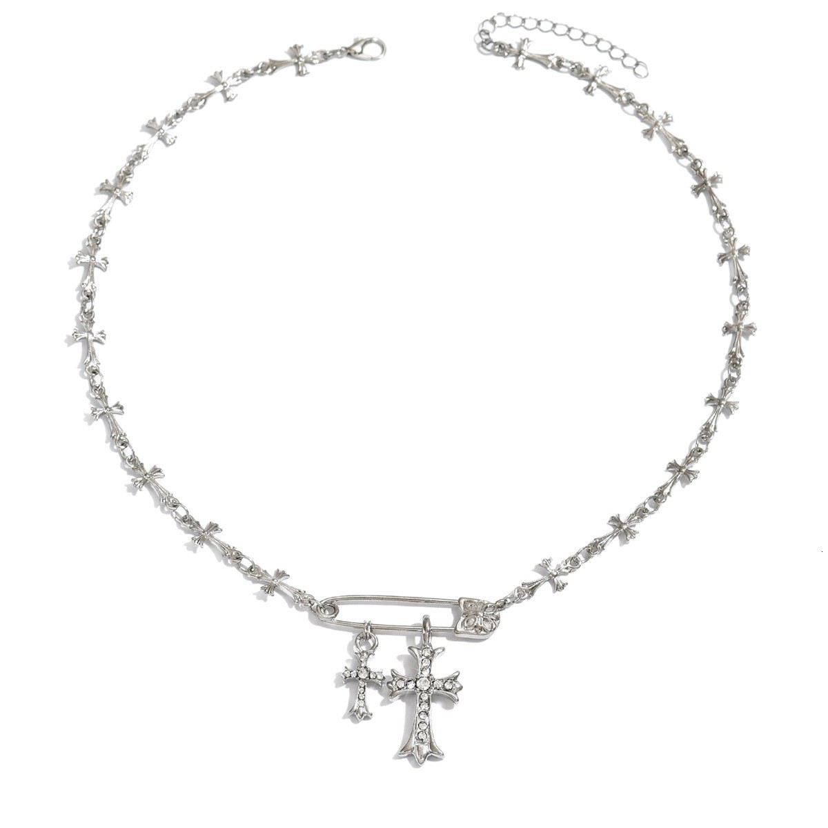 Sweater Chain Jewelry Niche Design Cross Sweet Cool Hip-Hop Style Pin Necklace ddmymoon