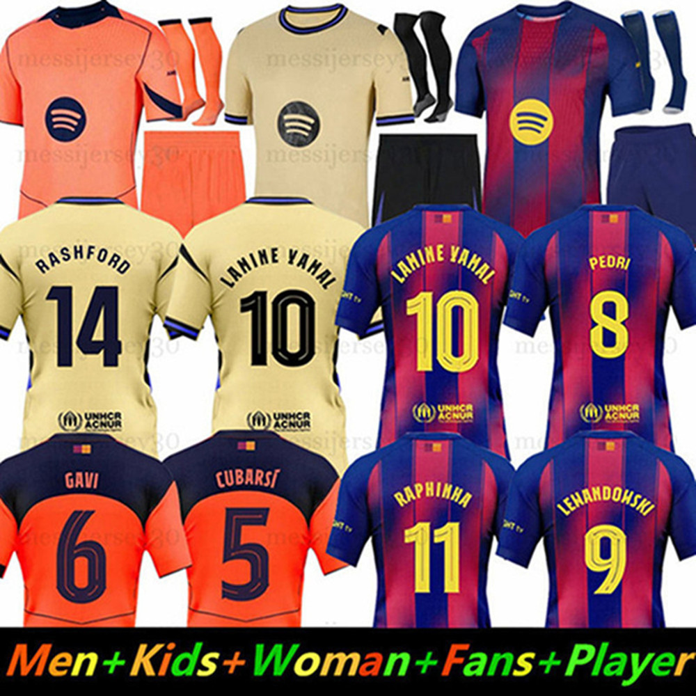 25 26 LAMINE YAMAL Soccer Jerseys 2025 2026Barcelone PEDRI Football Jersey Fan Player BarcelonaTracksuit RAPHINHA LEWANDOWSKI Home away Men Kids kit uniforms UK