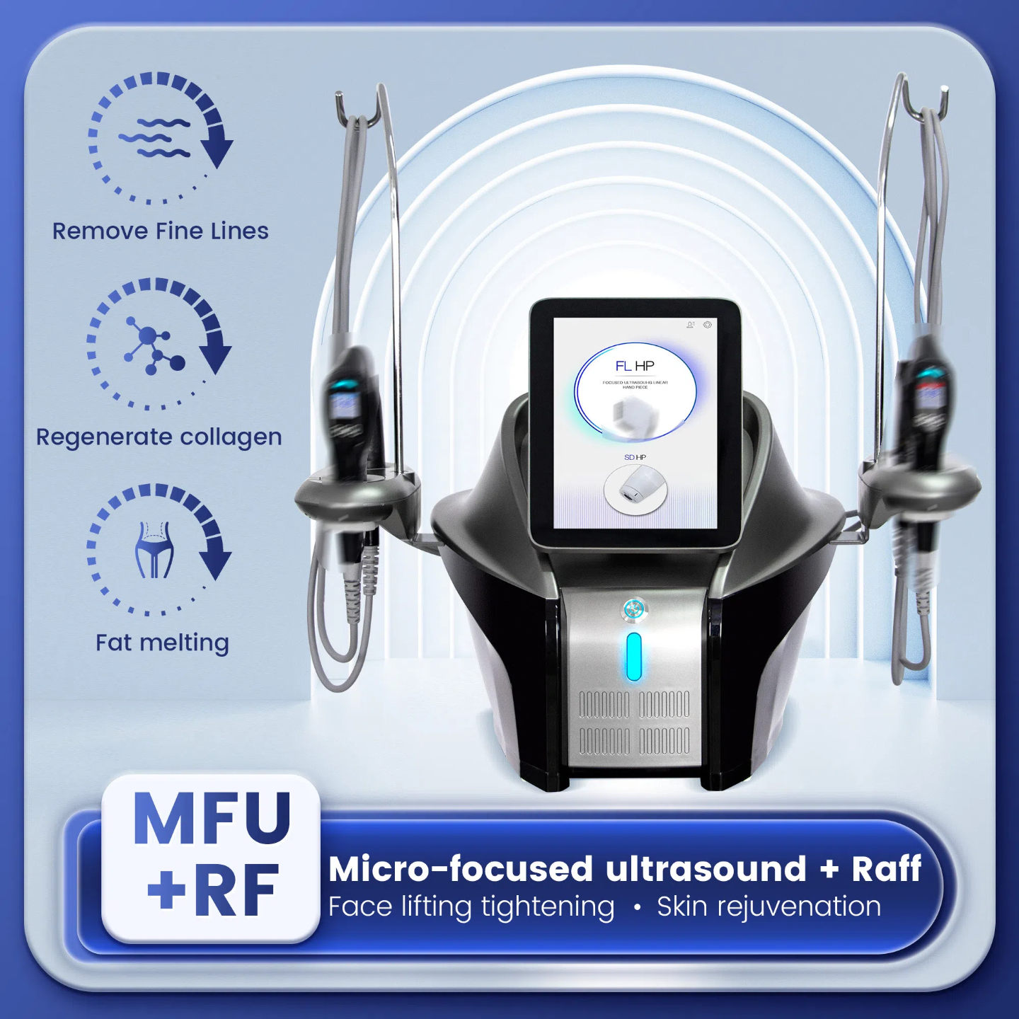 High-end 4-in-1 HIFU Micro-focused Ultrasound + Raff Remove Fine Lines Dilute Bitter Lines Remomove Lip Lines Body Treatment Fat Melting Regenerate Co