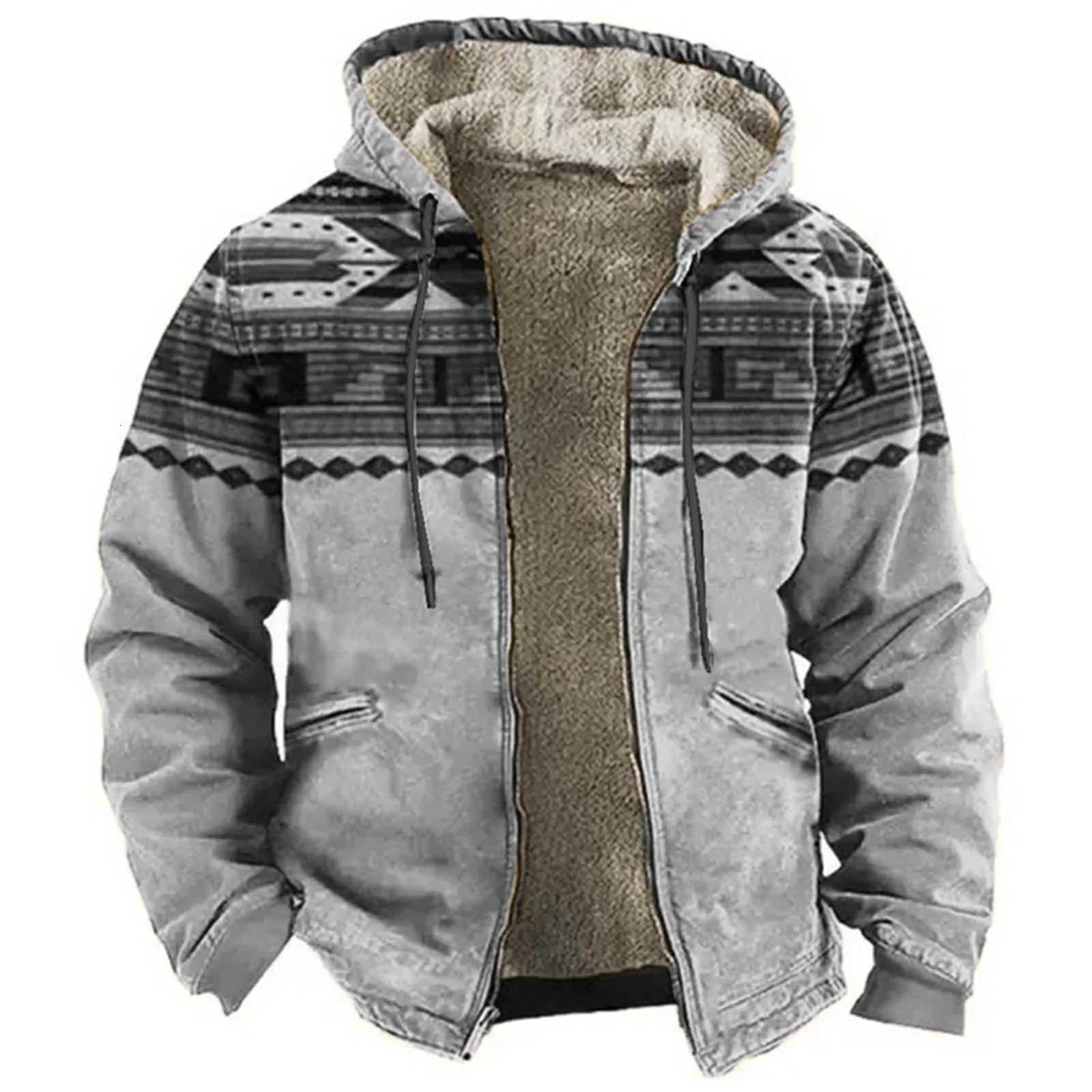 Men Jacket Cardigans Native Aztec Buff Coats Festival Printed Thick Outdoor Hunting Fleece Winter Casual Streetwear Clothing X250821