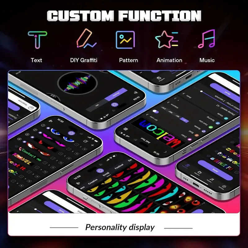 Flexible LED Matrix Panel Programmable LED Sign with USB Power App Remote Control DIY Scrolling Text Picture for Car Decoration S250821