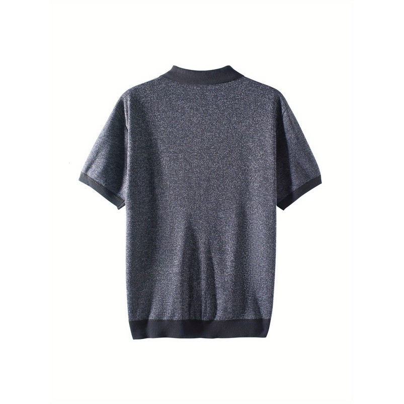 Men's Simple Casual Fashion Knitted Jacquard Cardigan Short Sleeve