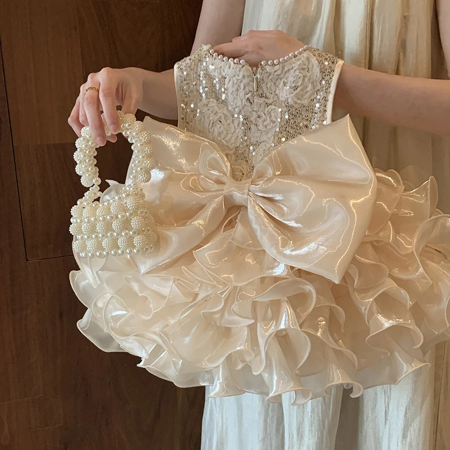 Baby Girls Dress born Clothes Princess Dress Big Bow For Toddler 1st Year Birthday Wedding Christening Infant Party tutu Gown 250821