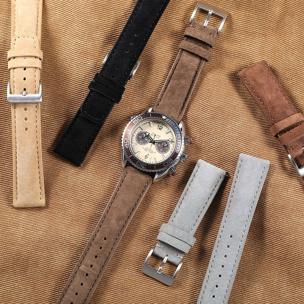 18mm 20mm 22mm Vintage Suede Cowhide Leather Watch Strap Handmade Band Gray Brown Black Quick Release Bracelet for Men Wome 250819