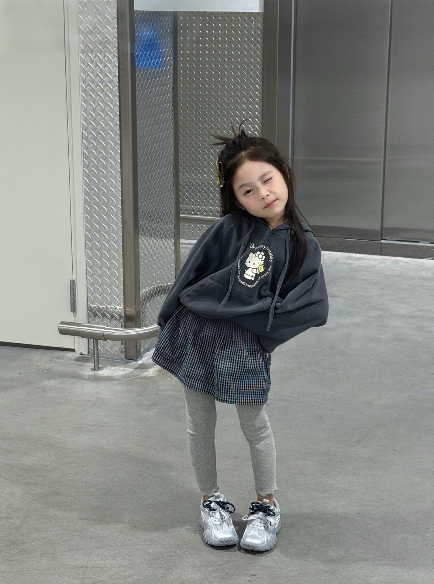 Fashion Kids cartoon printed long sleeve sweatshirt autumn girls hooded jumper children plaid fake 2pcs skirtpants S4442