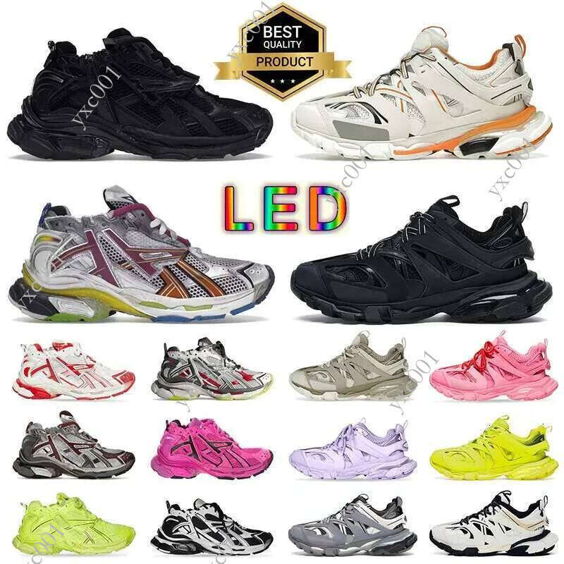 Track LED Caual Light 3 3.0 Shoe 7.5 7.0 Runner Men Women Grey Blue Gomma Leather Beige Tripler Black Pink Trainer Nylon Printed Platform for Trainer top AA9