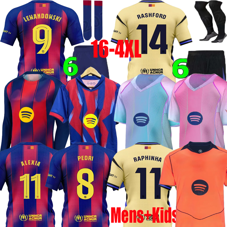 25 26 LAMINE YAMAL RAPHINHA Brace Soccer Jerseys 2025 2026 LEWANDOWSKI PEDRI FERRAN GAVI Player Rachford goalkeeper alexia football shirt Uniforms