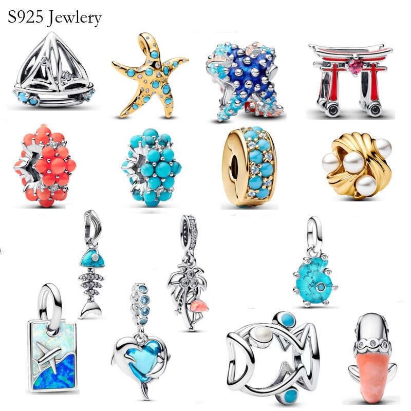 2025 Summer Hot selling 925 Sterling silver flamingo dolphin Dangle charms beads fit bracelet DIY for women jewelry gift free shipping