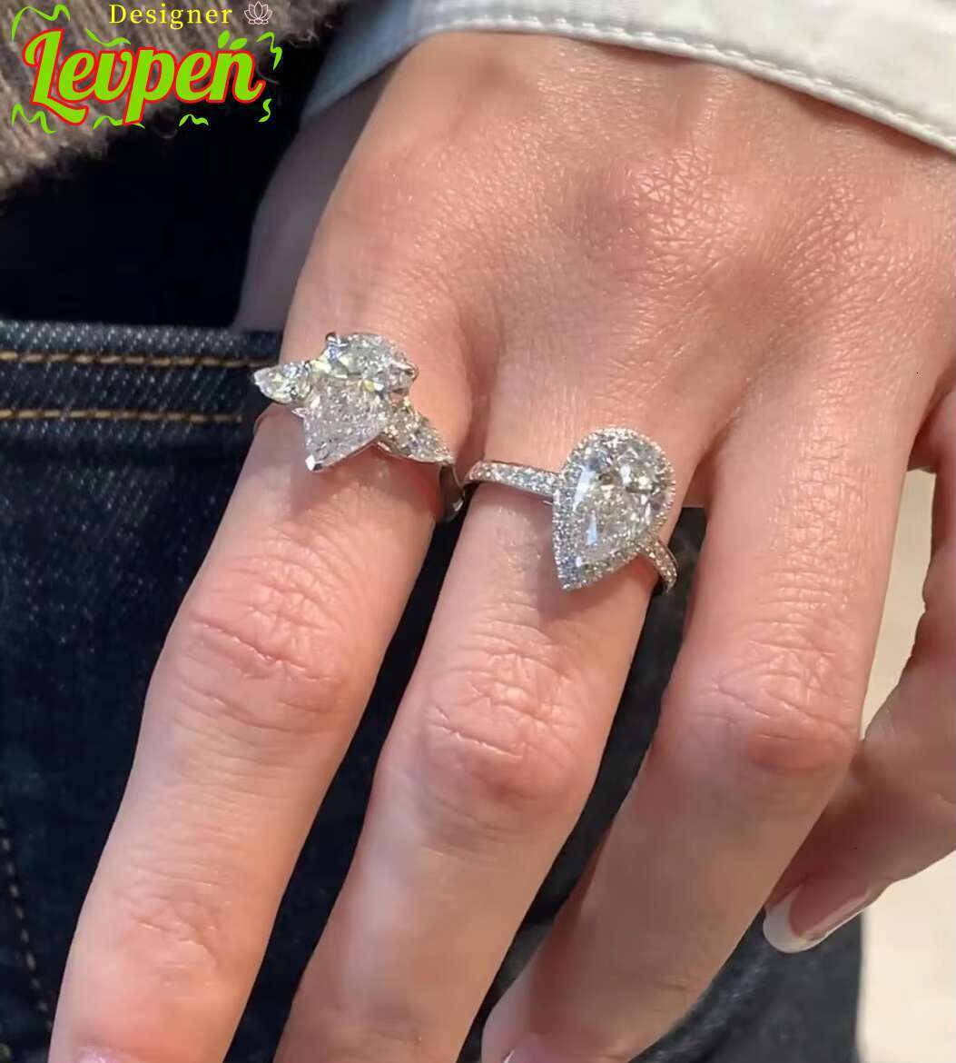 3ct IGI HPHT Certified Cvd Lab Grown Created Diamond D VS1 VS2 Platinum Gold Rings Engagement Ring Jewelry for Women Pear Halo OACOCA