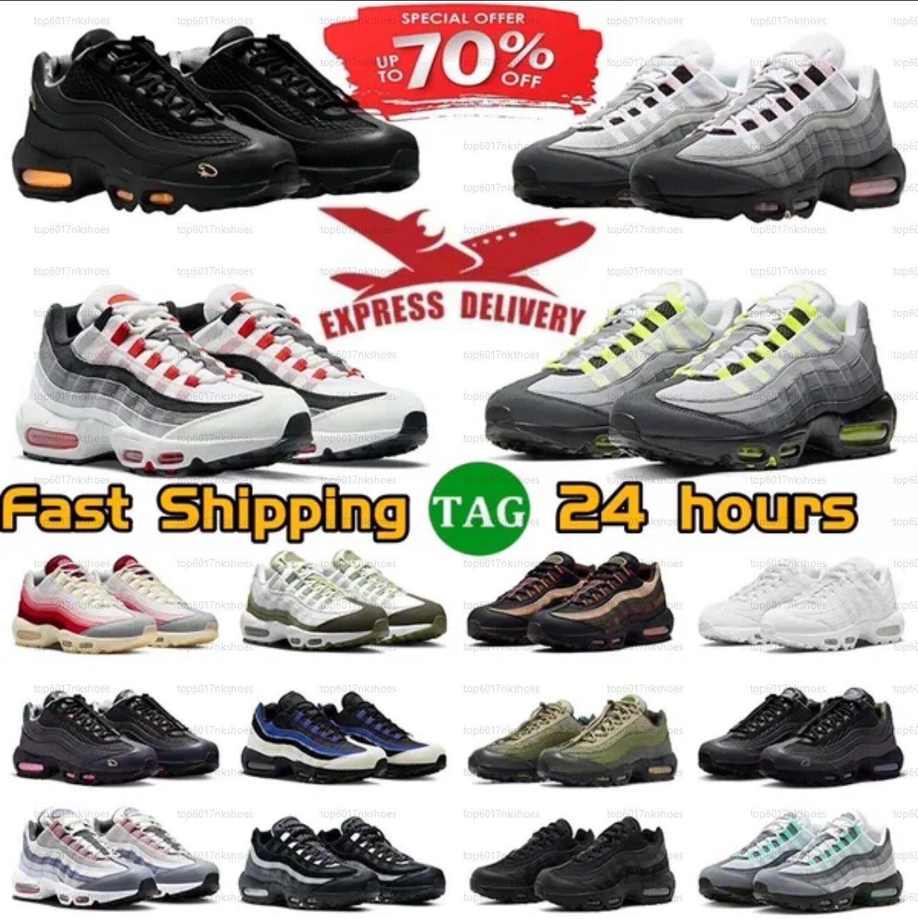 Designer 95 Running Shoes 95s Men Neon Outdoor Sports Classic Triple Black White Yellow Cool Grey Olive Midnight Navy Men Trainers Sports Sneakers Size 40-46