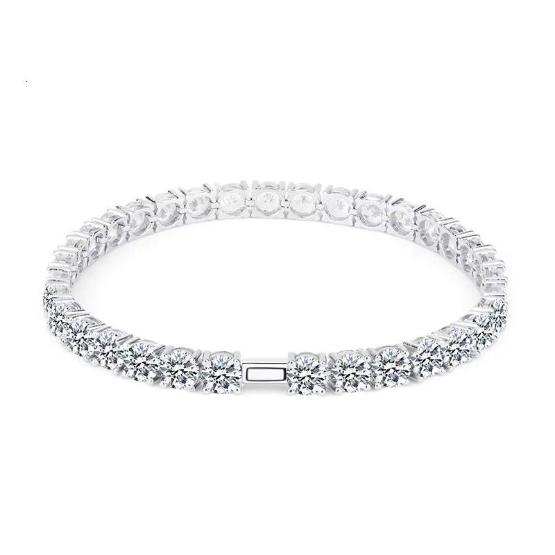 S925 Sterling Silver Diamond Classic Design Bracelet Round VVS Gold Plated Bracelet