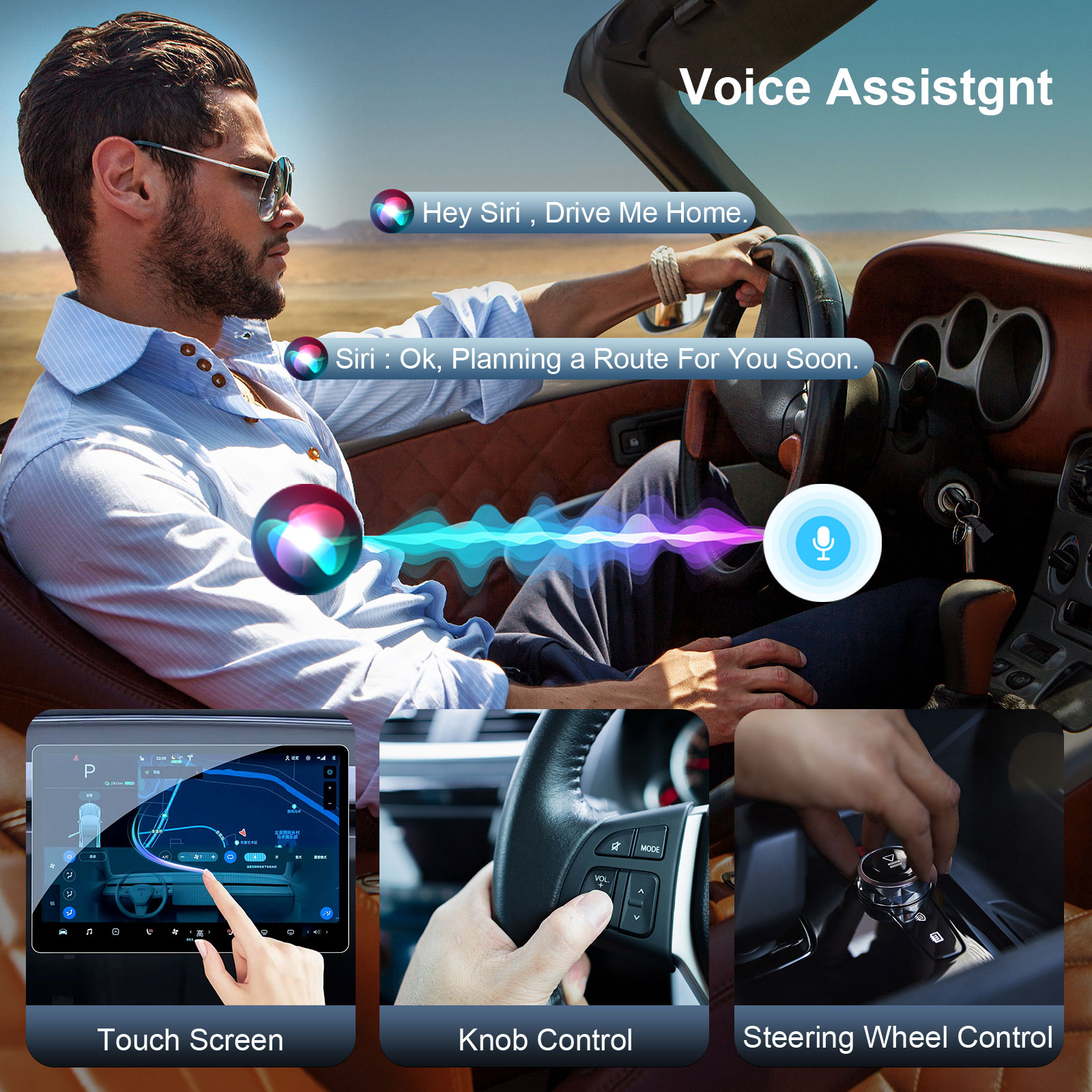 KOWANKIT Wireless CarPlay Android Auto Ai Box, Plug & Play Dongle Converts Wired To Wireless, 2in1 Car Accessories, No Delay, Vehicle Multimedia Upgra