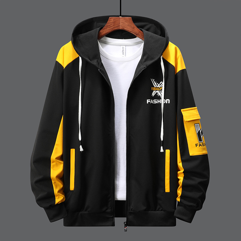 Spring and autumn fashion hooded thin cardigan sweater youth boys casual trend sports top American jacket men