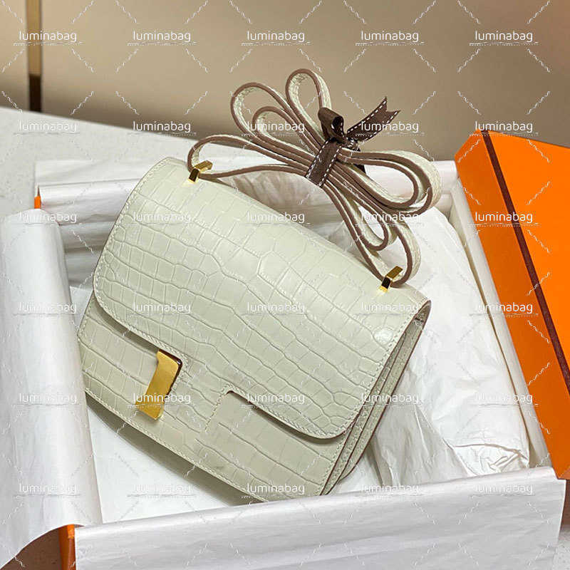 Classic H Fashion Kangkang Niche Flight Attendant Cowhide Bag Women's designer handbags High-end Palm Print Crossbody Buckle Girls Small Square Luxury Bag c4