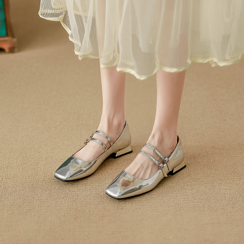 YUANLITONG Elegant Dark Brown Square Toe Mary Jane Flats With Double Buckle Straps For A Retro Chic And Timeless Charm Look 2026