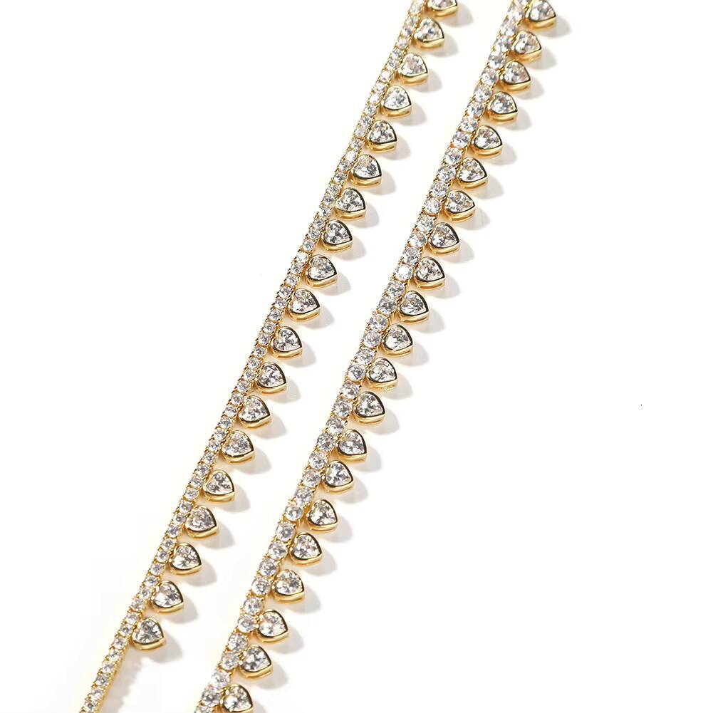 Ladies punk fashion 2mm 3mm tennis chain ice cube diamond heart pendant necklace for wedding party gift anniversary