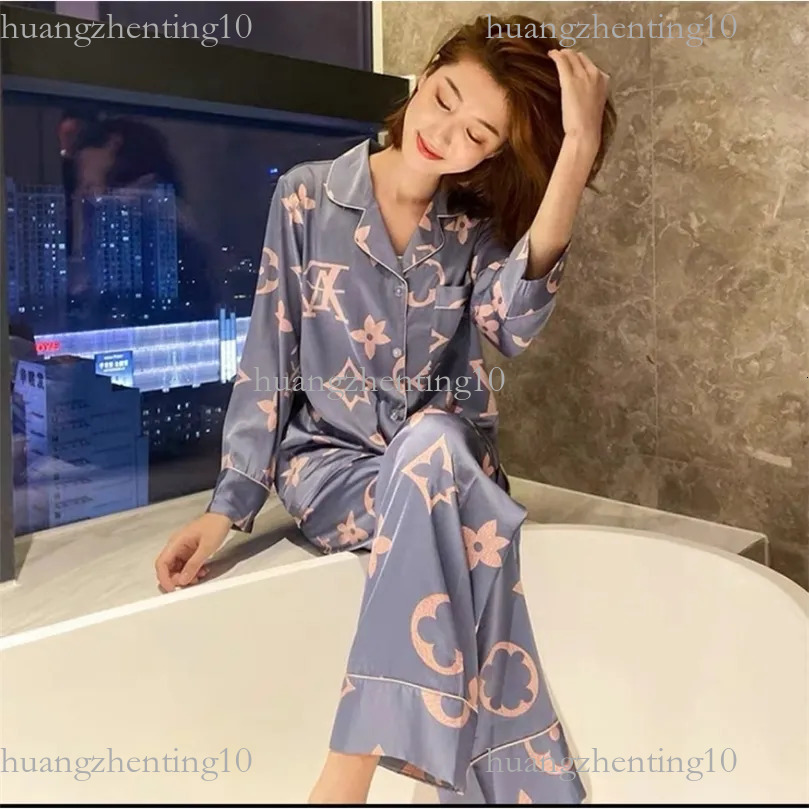 Womens Pajamas Silk Pajamas Cartoon Home Wear Lingerie Sexy Sleepwear Nightwear Plus Size Lingere Trouser Suits Womens Suit 220527