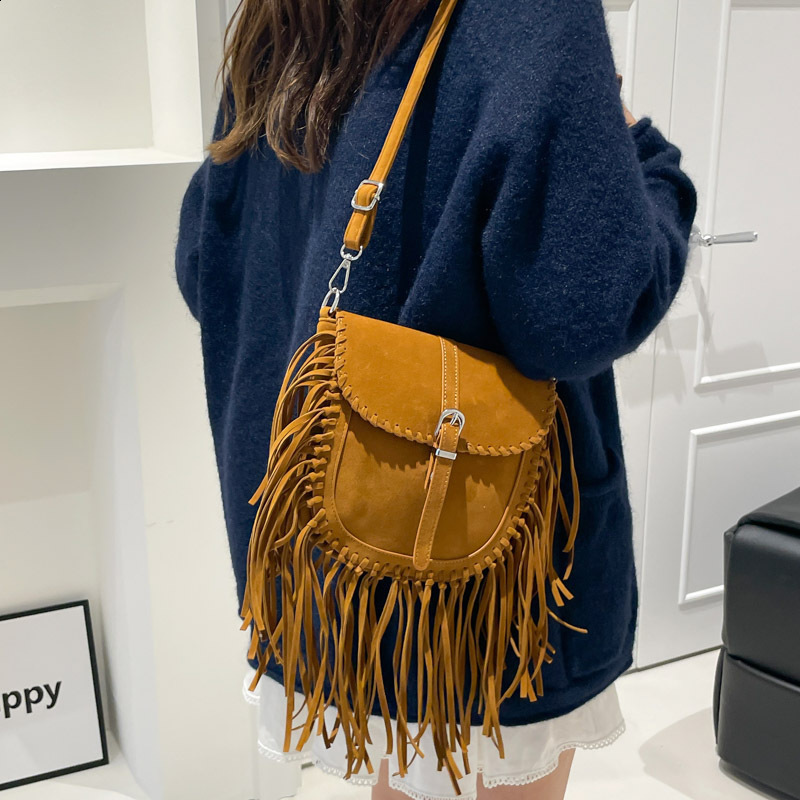 Bohemian bag Bohemian no spirit tassel cross body wallet Retro hippie er womens gypsy edge Bohemian shoulder bag 241008
