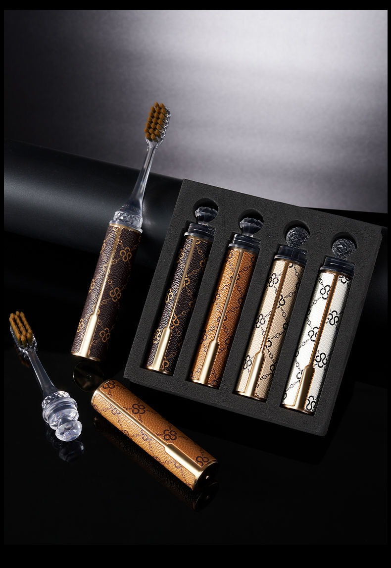 Luxury Designer Gift box of 4 Travel and business trip light luxury lipstick portable high-end soft bristle toothbrush couple home teeth cleaning