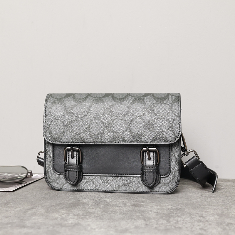 Designer new men's trend with messenger bag casual color fashion shoulder bag flip double buckle satchel batch