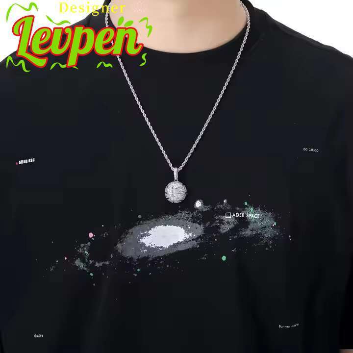 Designer LevpeFashion Hip Hop Basketball Shape Brass Pendant Necklace Iced Out Moissanite with Rhodium Plating Gold and Anniversary Jewelry OACOCANeck