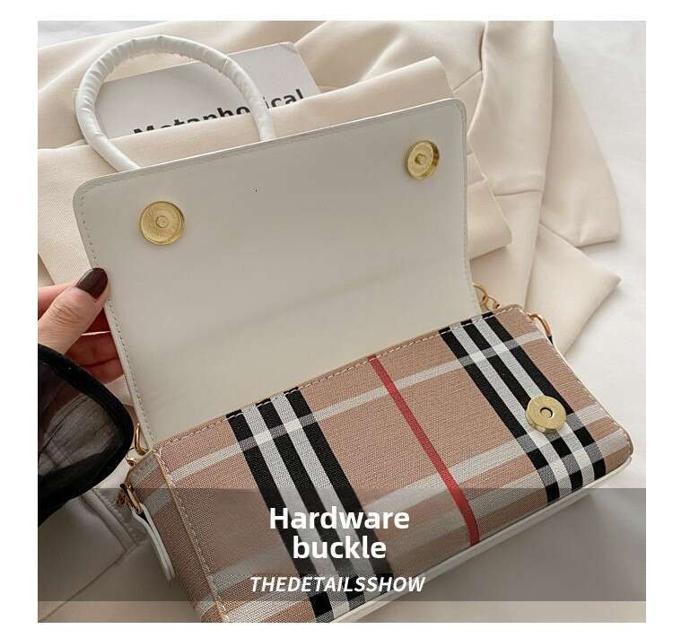 Designer Women Plaid Canvas Flap Vintage Simple Small Square Bag 2025 New Fashion Niche Single Shoulder Crossbody Underarm Bags