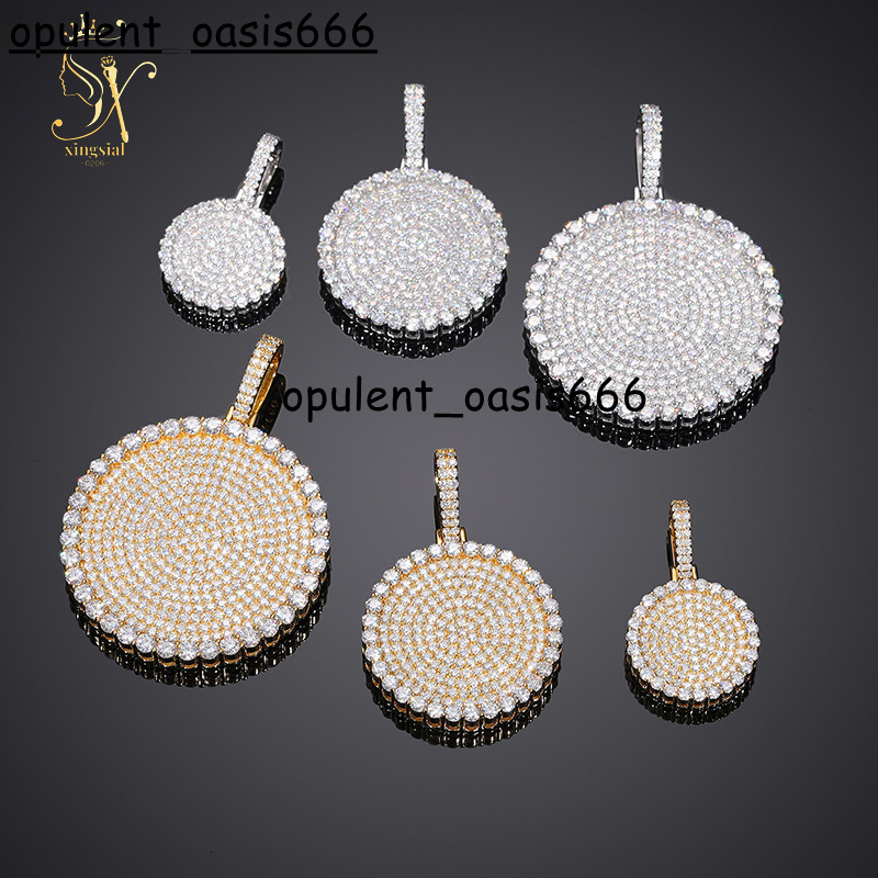 18K Gold Plated Jewelry Pass Diamond Tester 925 Sterling Silver Vvs Hiphop Diamond Necklace Round Hiphop Moissanite Pendant