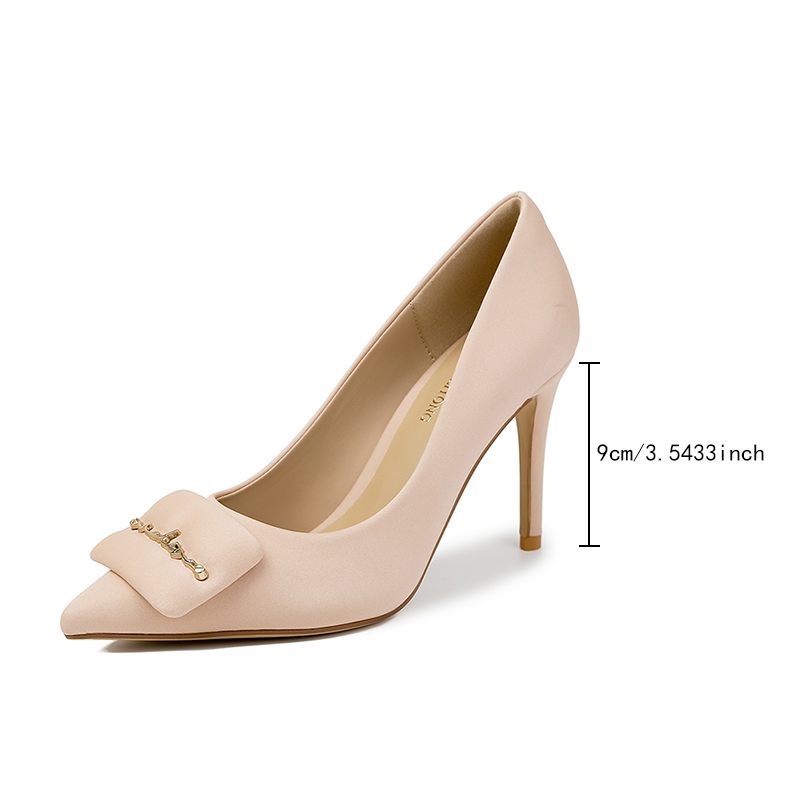 YUANLITONG Stylish Autumn Heels With Square Decor And Buckle Details Elegant Chic Pointed Toe High Heels Pink