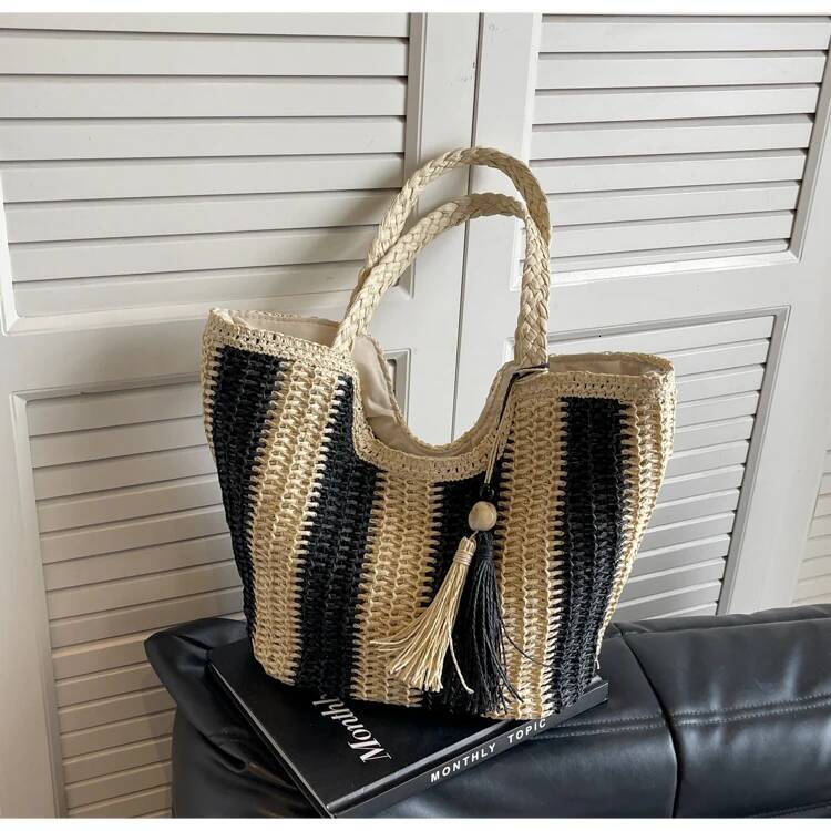 Autumn New Women s Crossbody Bag Casual Grass Woven Women s Large Capacity New Single Shoulder Commuting Woven Bag Beach Bag Autumn New Designer Bag