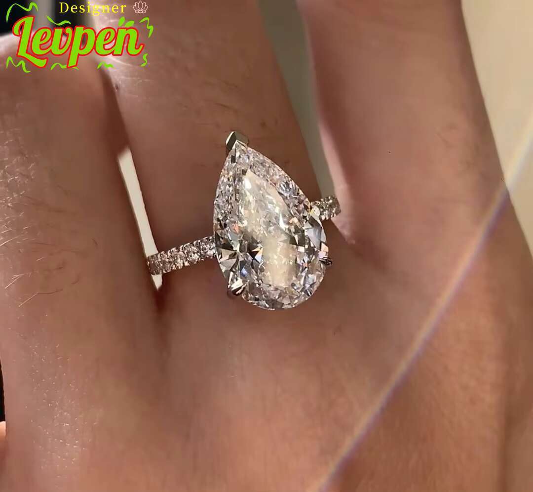3ct IGI HPHT Certified Cvd Lab Grown Created Diamond D VS1 VS2 Platinum Gold Rings Engagement Ring Jewelry for Women Pear Halo OACOCA