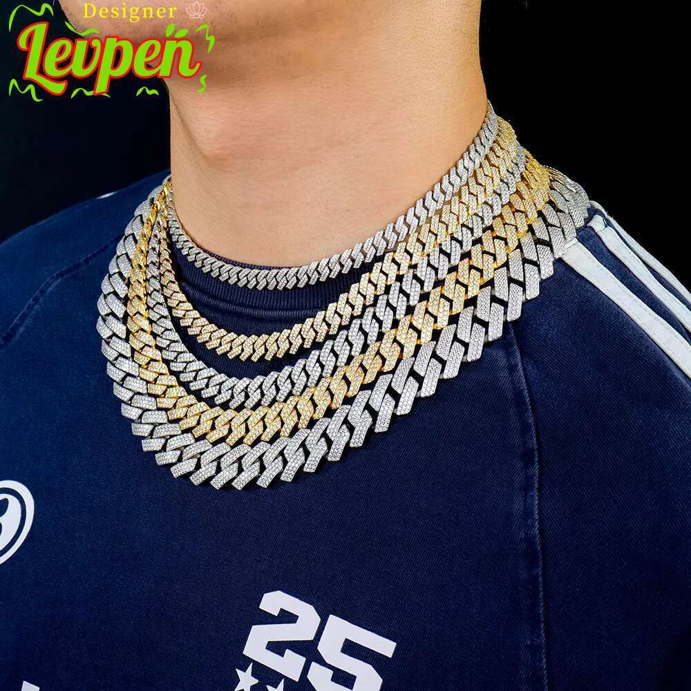 Silver Sterling Mens Hip 925 Hop Jewelry Vvs Iced Necklace 8-20mm Gra Certified Mossanite Moissanite Diamond Cuban Link Chain OACOCA