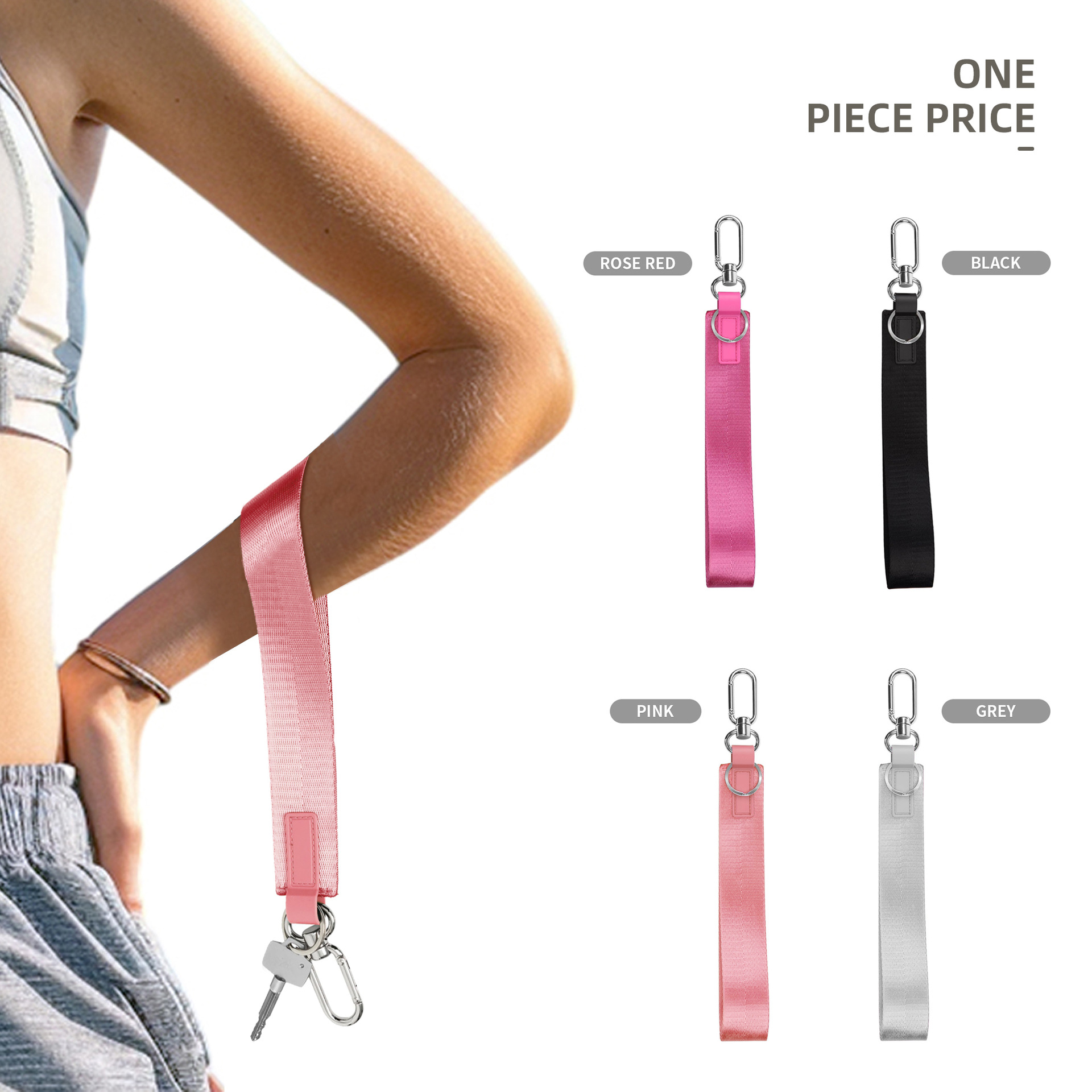 Luxury Designer Wrist Lanyard Keychain, High - Quality Nylon Key Chain for Car Keys Phone, Versatile Bag Accessory with Secure Clasp (Rose Red/Black/Pink/Grey) Never lost