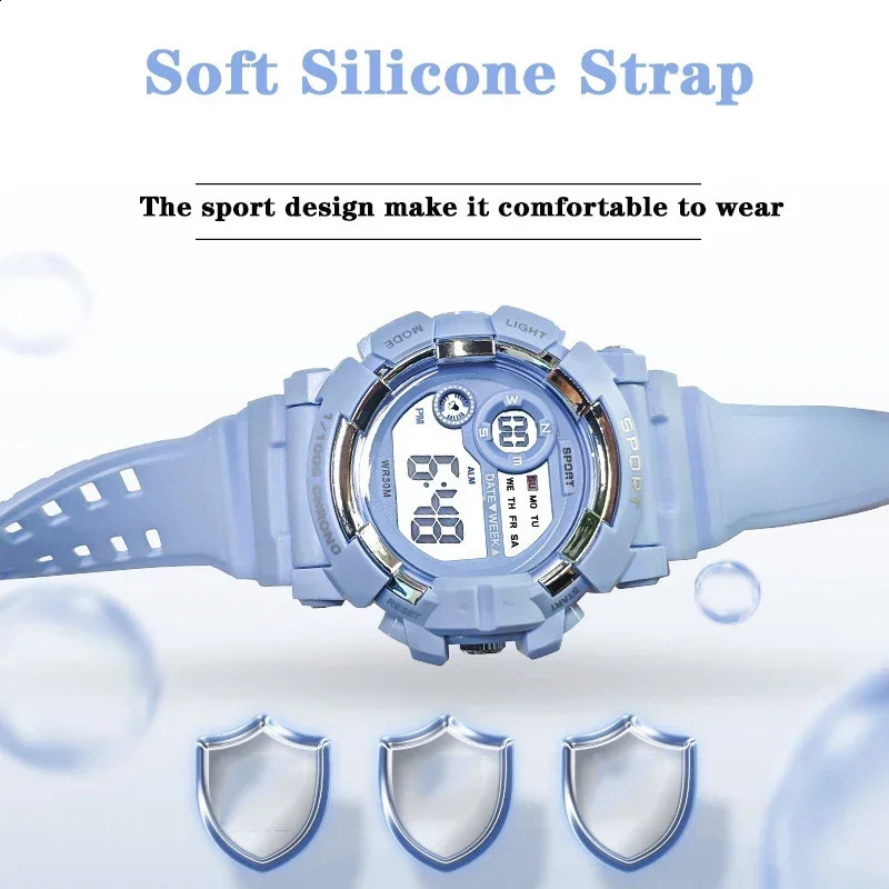 YIKAZE Fashion Sports Watches Men Women Digital Watch Waterproof Luminous Alarm Clock Electronic Wristwatch for Kids Children 250818