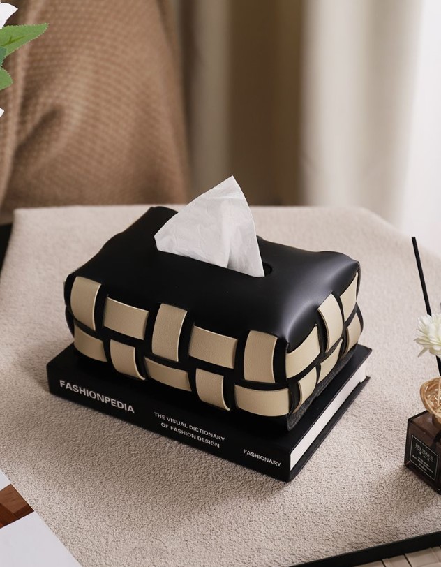 High Grade Woven Leather Tissue Box A New Style Tissue Holder With Modern Light Luxury Style Sense Of Premium Suitable For Bedrooms And Cars.