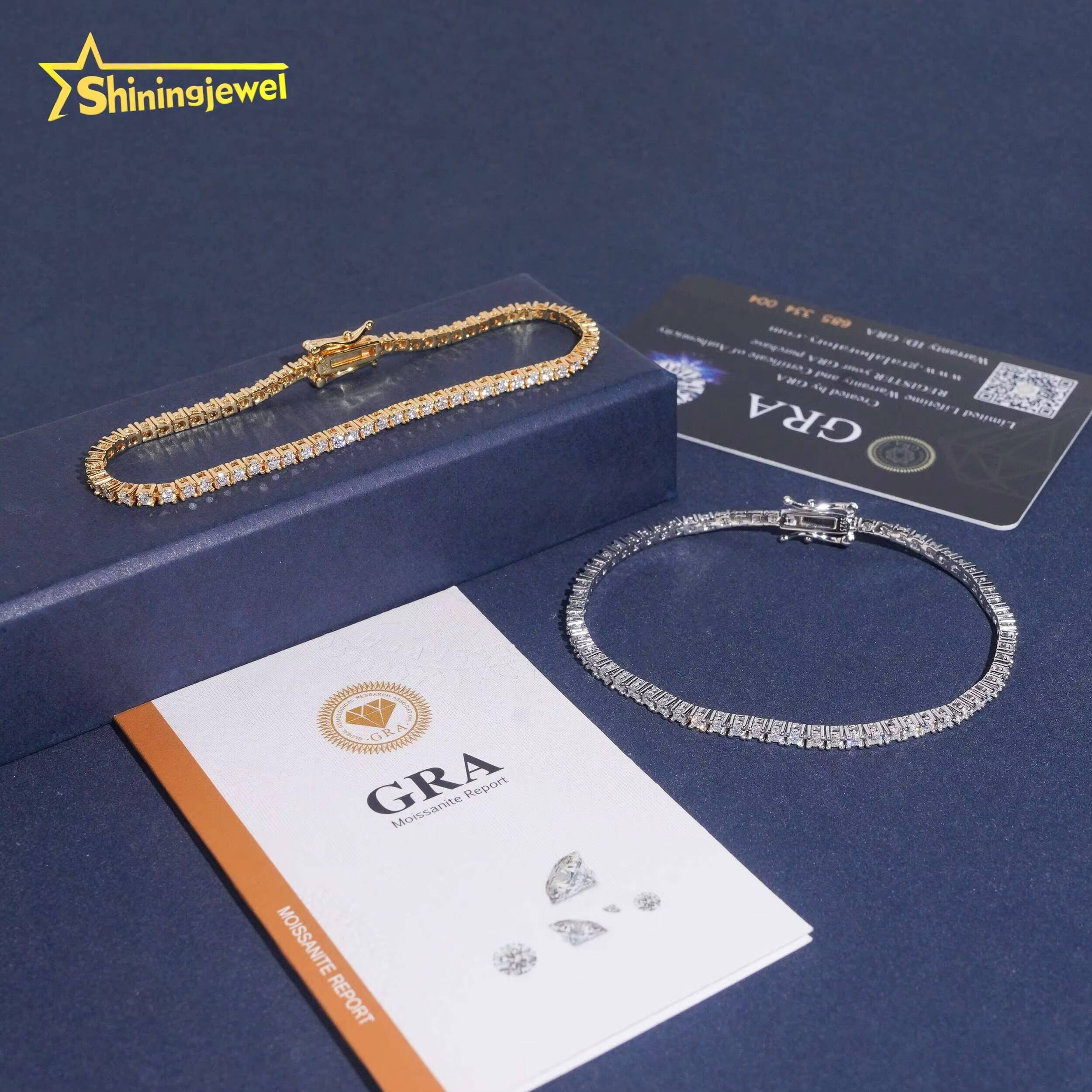 USA Warehouse Fast Shipping Pass Diamond Tester GRA Certified Hip Hop Jewelry Iced Out VVS Moissanite Tennis Bracelet 2MM