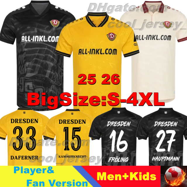 4XL 2025 2026 Dynamo Dresden Soccer Jersey Daferner Lemmer Home Away 3rd Kother Schreiber Football Shirts Froling Short Sleeve Casar Hauptmann Uniform Menzel Grill