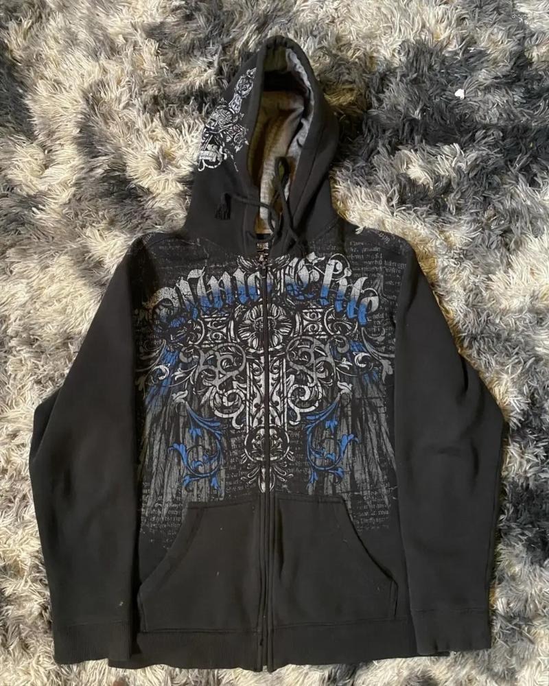Men's Hoodies Woman Hoodie Cyber Grunge Emo Zip Up Sweatshirts Vintage Graphics Print Kpop Aesthetic Gothic Clothes For Women