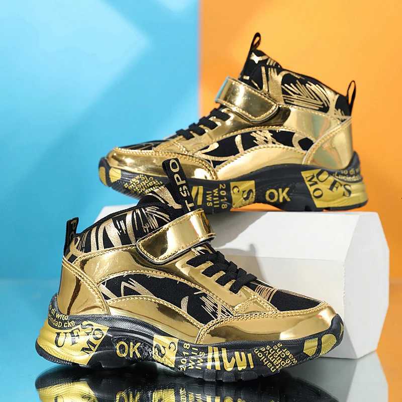 Autumn Blue High Top Sneakers Kids Designer Sneakers Comfortable Leather Casual Sneakers Boys Non-Slip Childrens Sports Shoes W250821