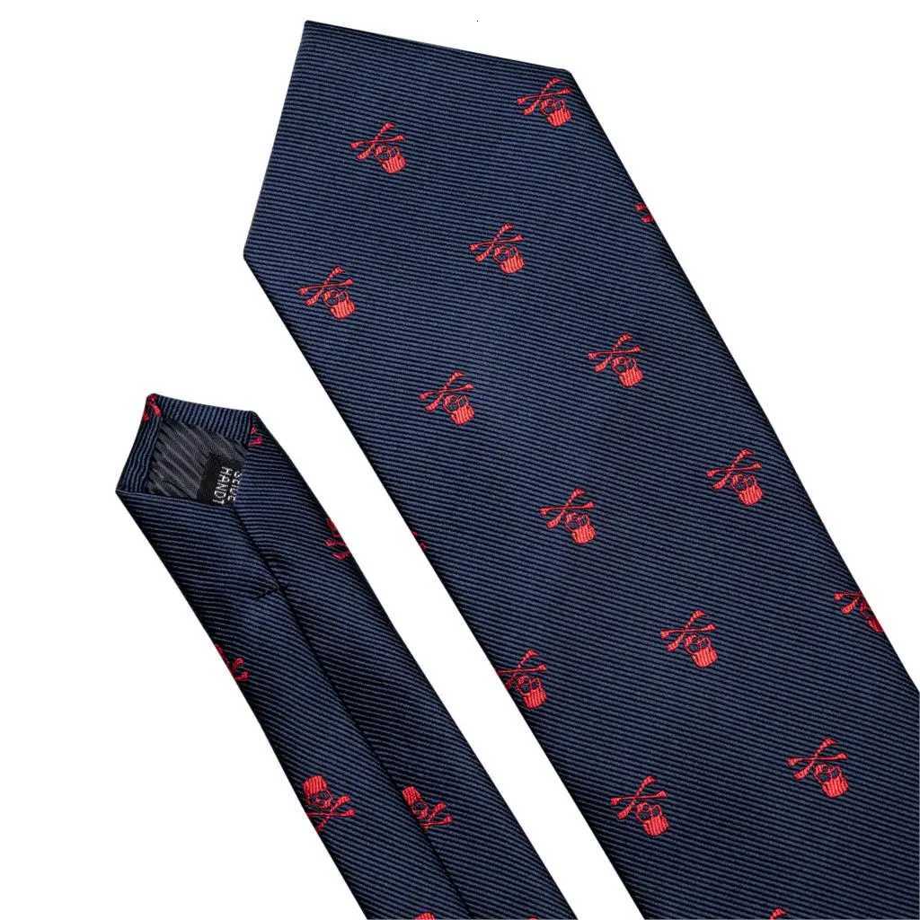 Fashion Designer Red Skull Men Tie Set 8.5cm Silk Handkerchief Ties For Men Gift Wedding Business Barry.Wang Gravata Necktie H250820