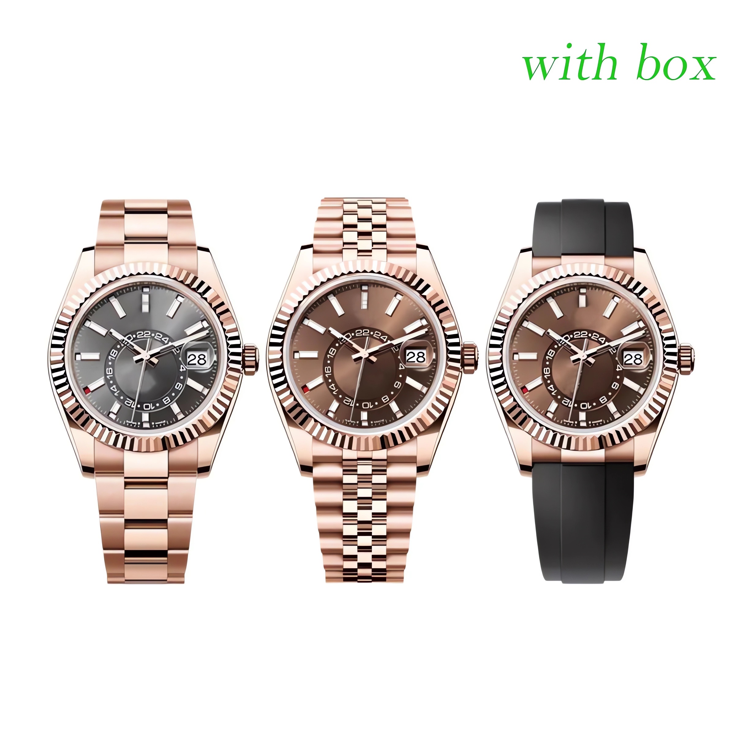 Mens 42mm automatic Watch 2813 movement wristwatches Rubber strap/904L stainless steel strap watches Sapphire Luminous folding buckle montres With box and paper