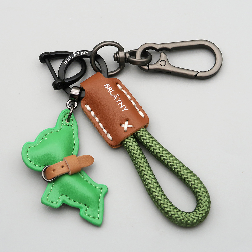 French Bulldog Keychain Handmade Leather Dog Tag Keyring Braided Lanyard Strap Anti Loss Key Holder for Car Keys Pet Gift Idea Custom Animal Bag Charm