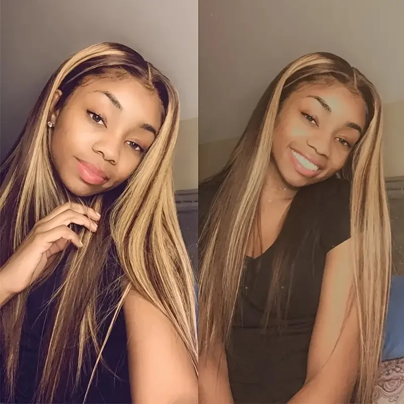 Highlight Wigs Human Hair High Density 13x6 Lace Frontal Wig Straight Preplucked Hairline Colored Human Hair Wigs For Women Choice Cosplay