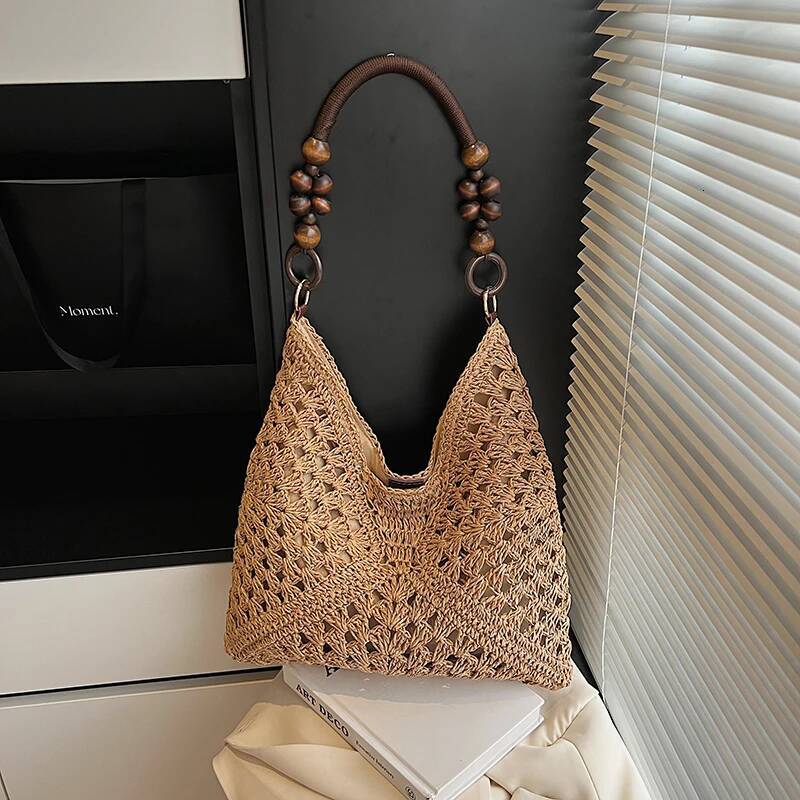 Autumn New Women s Shoulder Bag New Large Capacity Women s Woven Handbag Fashionable Grass Woven Bag Casual Commuting Bag Autumn New Designer Bag