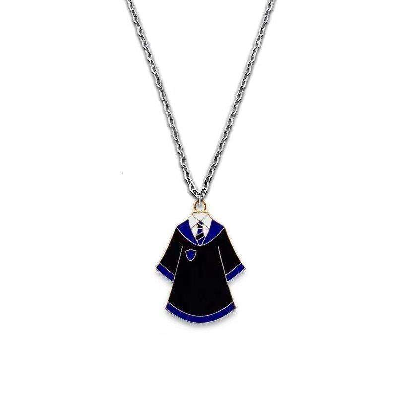 DHcollections Harry Potter Hermione Necklace with Magic Robe & Bow Pendant, 4 Hogwarts House Sweater Chain for Women, Cute Gift